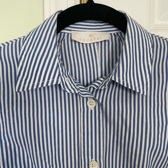SOCAPRI Blue & White Stripe Button Down Shirt Size 40 (4-6 US) Italian Resort - Picture 2 of 5